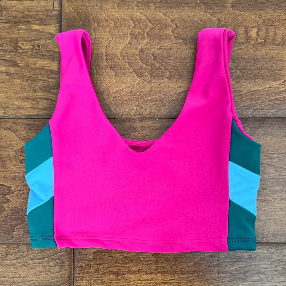Tiger Friday Vibrant Pink and Teal Crop Top